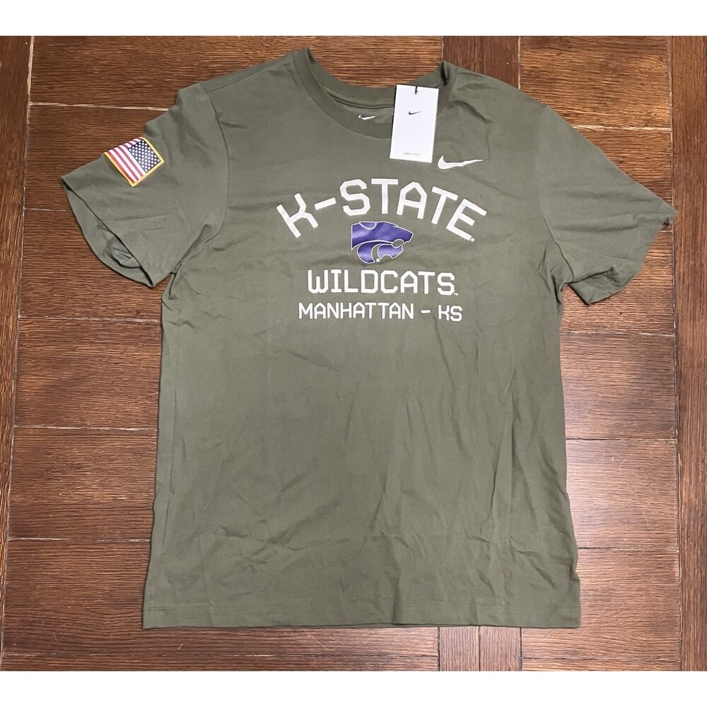 Mens L Nike Kansas State Wildcats 2024 Military Appreciation Olive T Shirt NWT